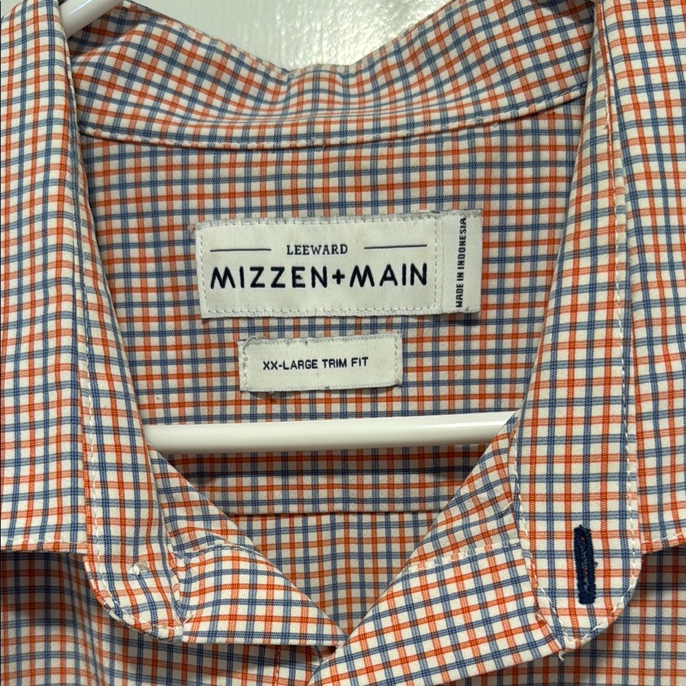 Mizzen+Main Orange and Blue Casual Button Down Shirt